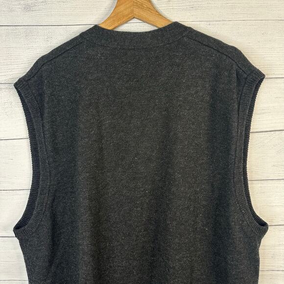 Woolovers Mens size XXL Wool Grandpa Sweater Vest Gray Button Front Academia - Picture 5 of 9